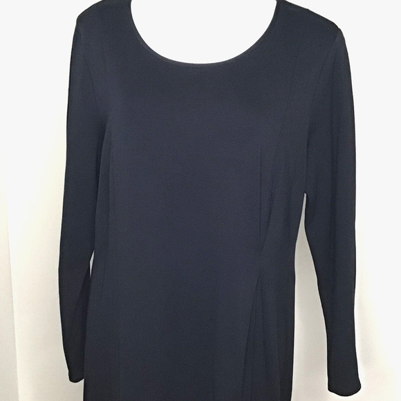 J. Jill Black Stretch Knit Scoop Neck Long Sleeve Dress Size Large Petite - Picture 3 of 9